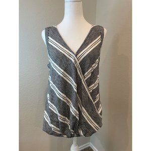 Alya Black & White Wrap Style Sleeveless Top
